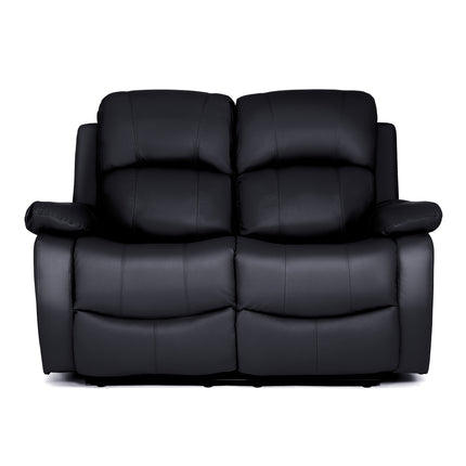 Black Bonded Leather Recliner Sofa Suite-5056150262619-Bargainia.com