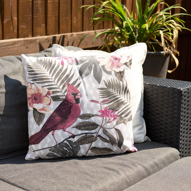 Pink Tropical Birds Outdoor Garden Cushion - 42 x 42cm-8713229053635-Bargainia.com