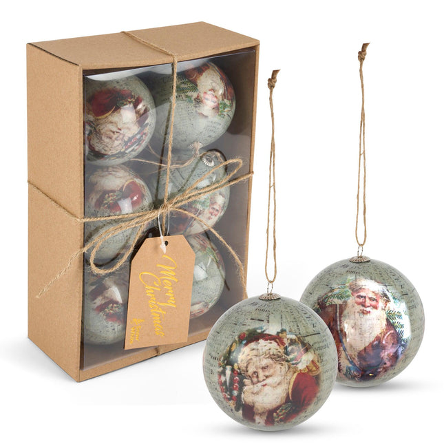Set of 6 Christmas Baubles - Antique Santa-5050565416773-Bargainia.com