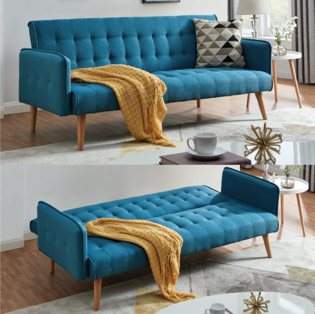 Click Clack Double Sofa Bed | Blue | 3 Seater | bargainia.com-Bargainia.com