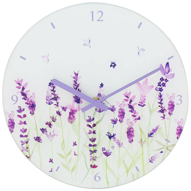 Lavender Glass Clock - 30cm-5010792462516-Bargainia.com