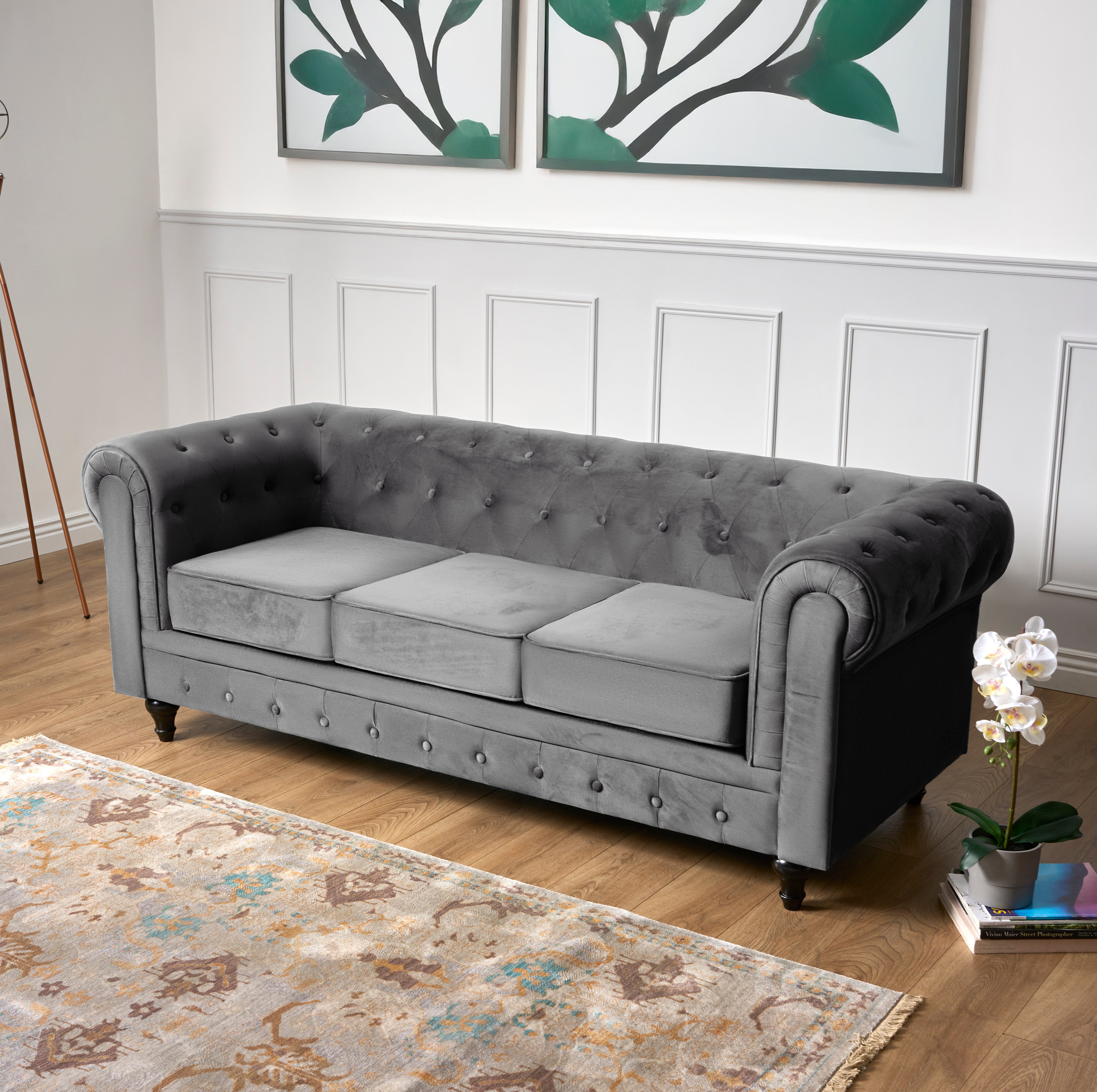 Chesterfield Velvet & Faux Leather Sofas