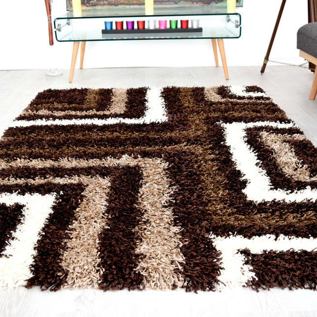 Brown Tides Thick Shaggy Rug - California