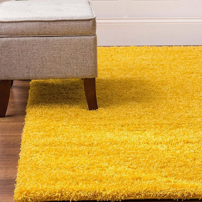 Mustard Yellow Thick Shaggy Rug - California