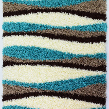 Teal Waves Shaggy Rug - California