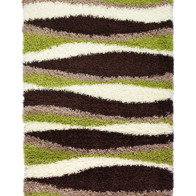 Green Waves Thick Shaggy Rug - California