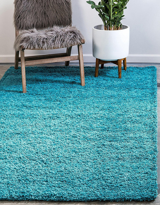 Teal Thick Shaggy Rug - California