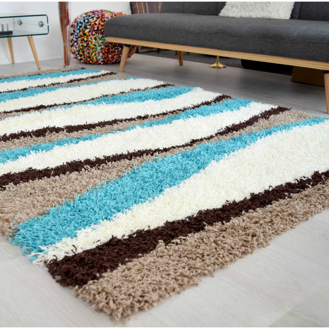 Teal Waves Shaggy Rug - California