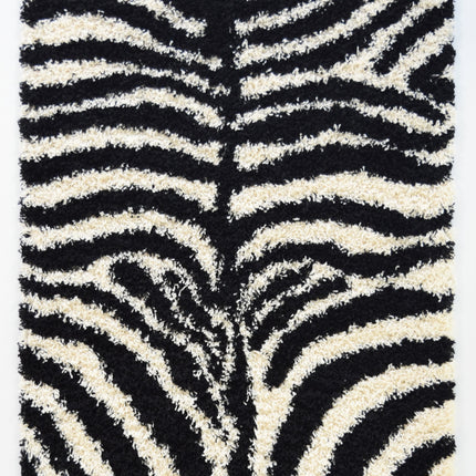 Black and White Zebra Shaggy Rug - California-Bargainia.com