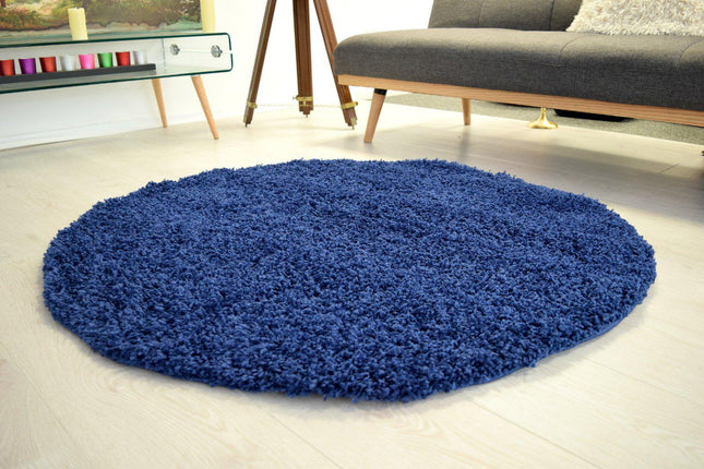 Navy Thick Shaggy Rug - California