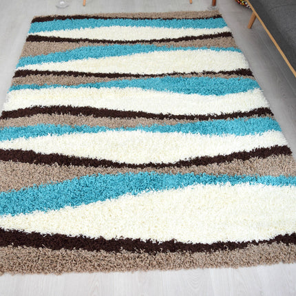 Teal Waves Shaggy Rug - California