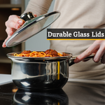 Crosse Set of 3 Stainless Steel Saucepans with Glass Lids