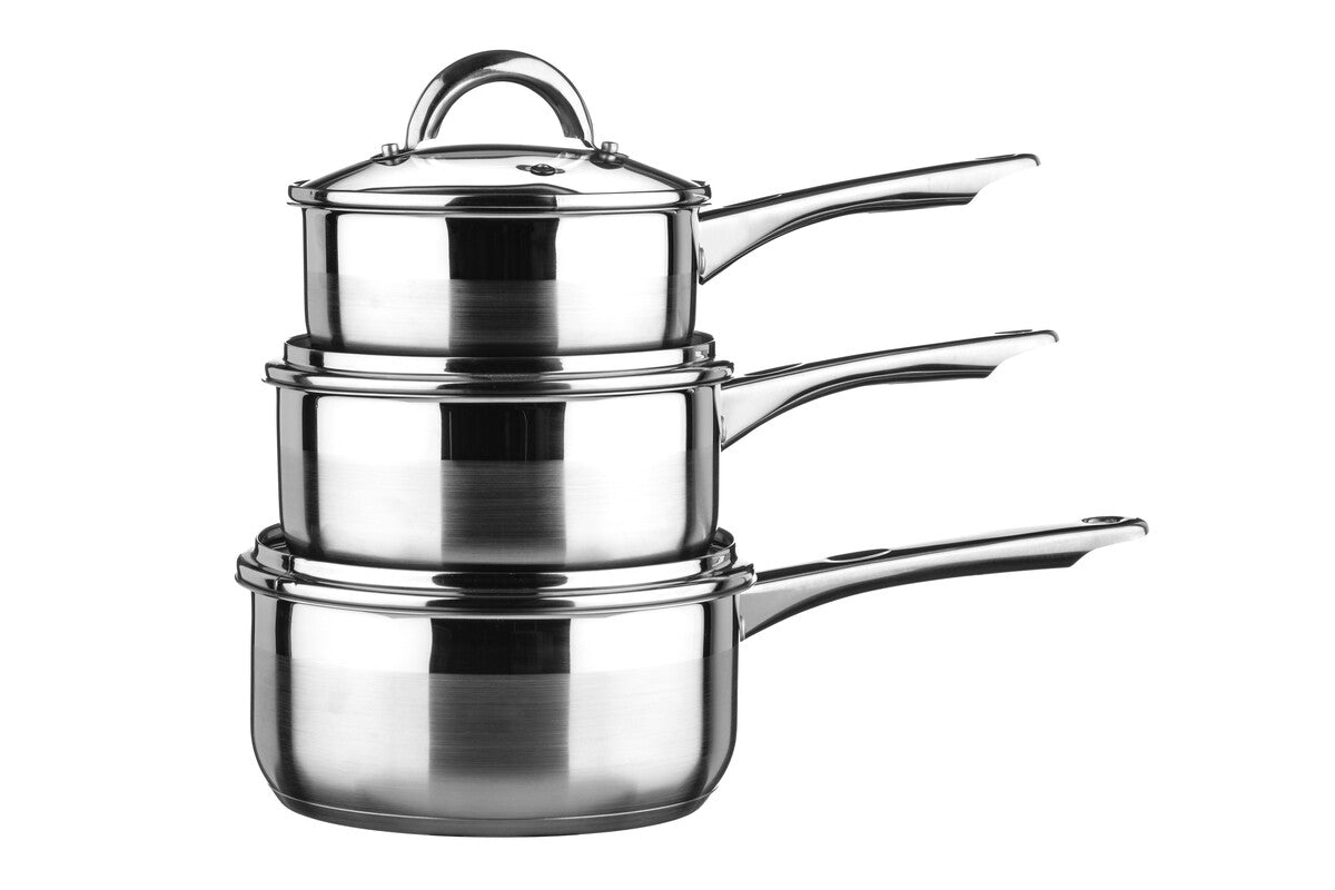 Crosse Set of 3 Stainless Steel Saucepan with Lids
