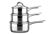 Crosse Set of 3 Stainless Steel Saucepan with Lids
