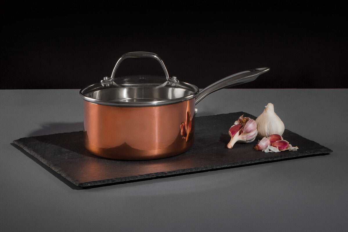 Minerva Copper Finish 16cm Saucepan with Lid