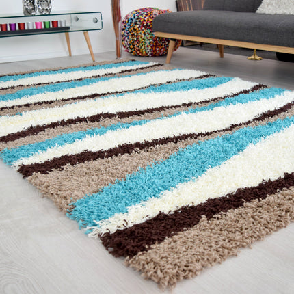 Teal Waves Shaggy Rug - California