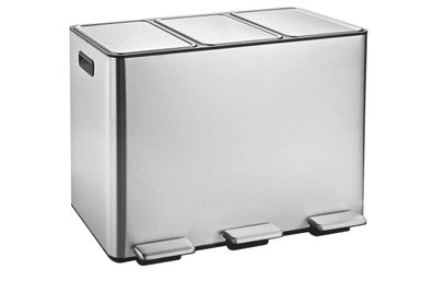 Rex 45L Satin Stainless Steel 3 Compartment Recycle Bin