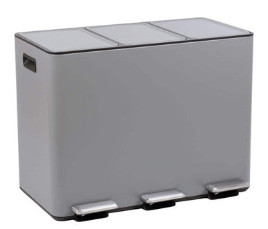 Rex 45L Matte Grey 3 Compartment Recycle Bin