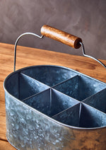 Drummond 6 Compartment Oval Galvanised Steel Caddy