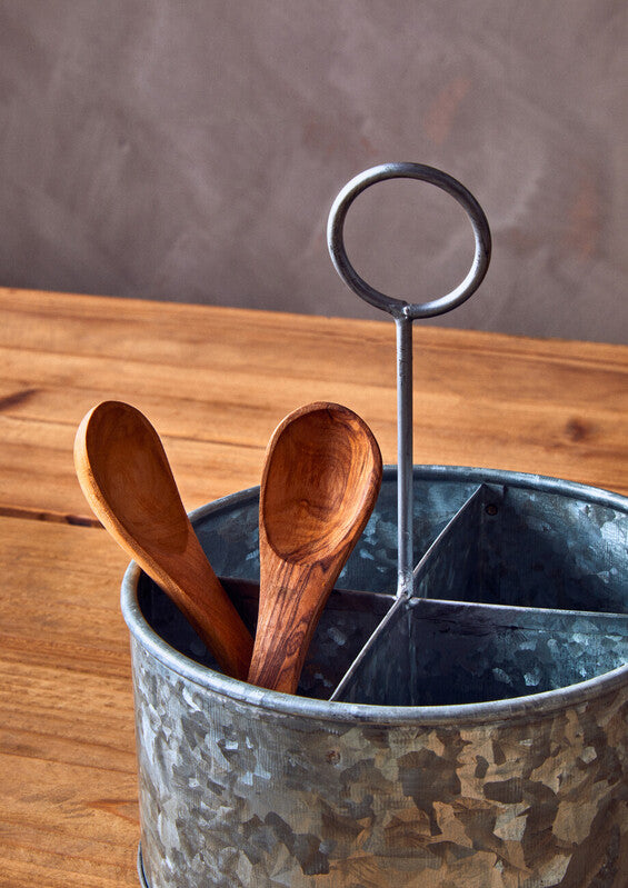 Drummond Galvanised Steel 4 Compartment Round Cutlery Caddy