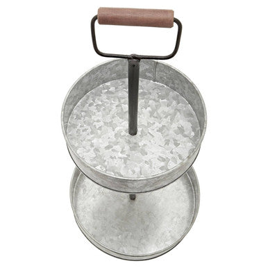 Drummond Two Tier Galvanised Steel Cake Stand With Handle