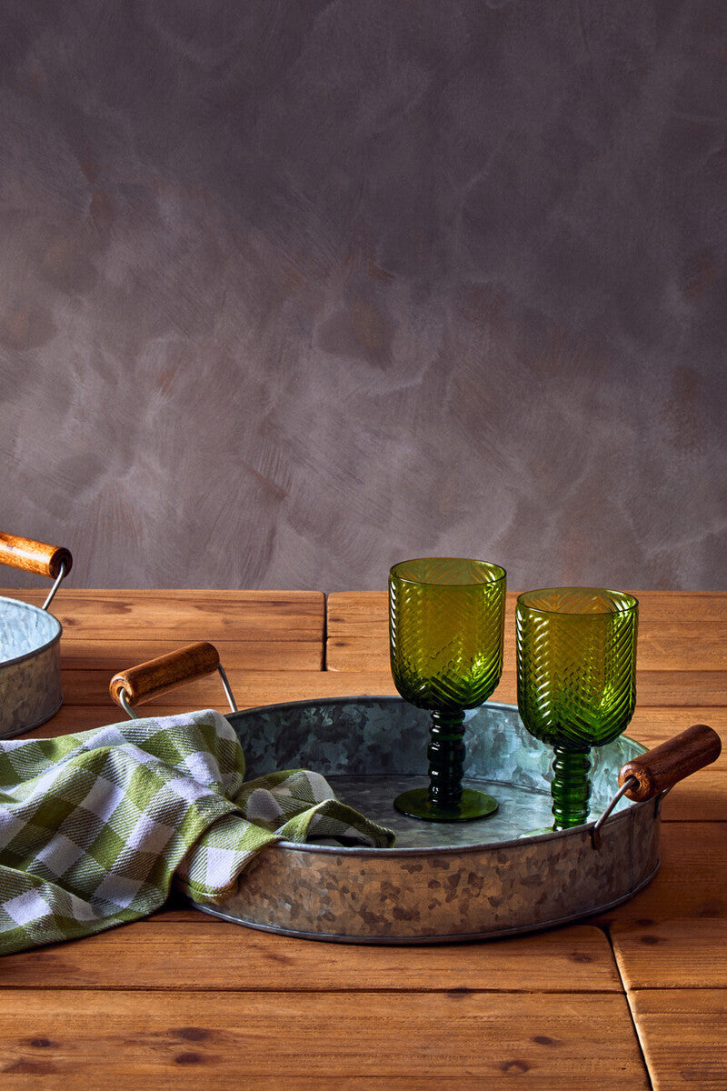 Drummond Set Of Three Round Galvanised Steel Trays