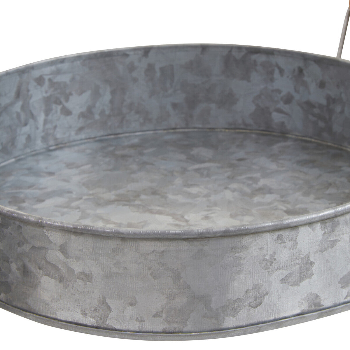 Drummond Galvanised Steel Round Tray With Wood Handles