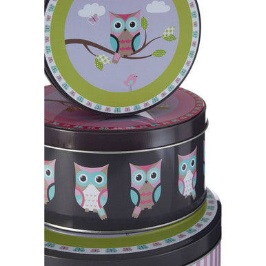 Paice Set of Three Happy Owls Storage Tins