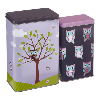 Paice Set Of 2 Happy Owls Storage Canisters