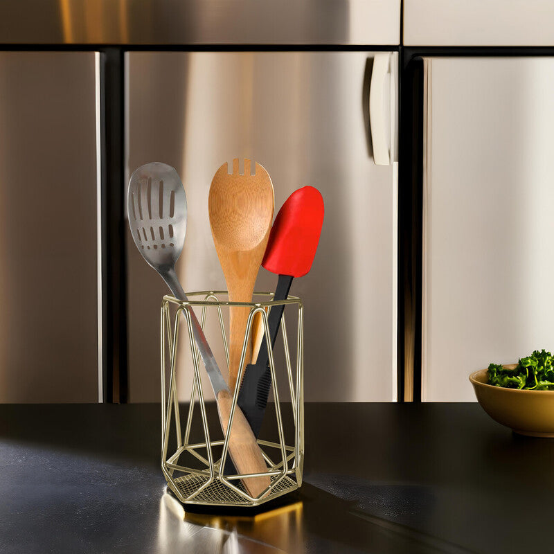Vertex Gold Finish Utensil Holder
