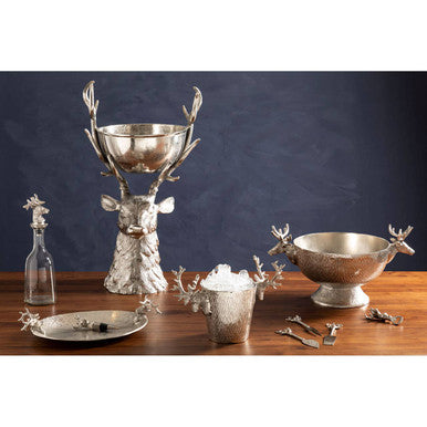 Stag Nickel Finish Punch Bowl
