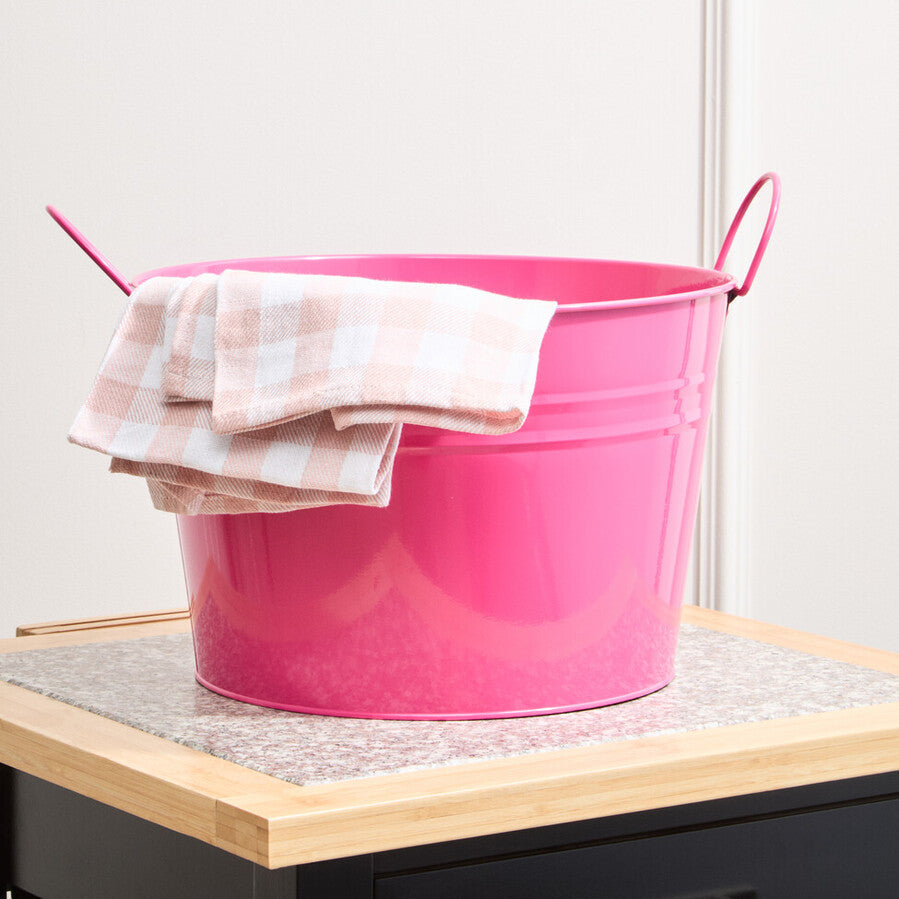 Rhombus Pink Metal Bucket