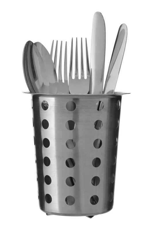 Soren Brushed Stainless Steel Cutlery Caddy with Holes