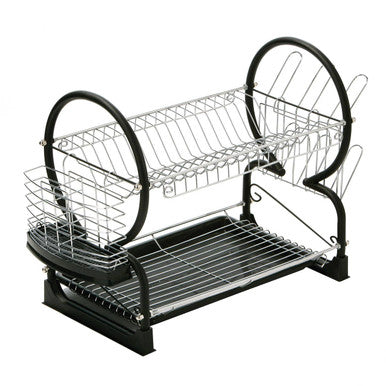 Laurie Black Enamel Coated Frame 2 Tier Dish Drainer