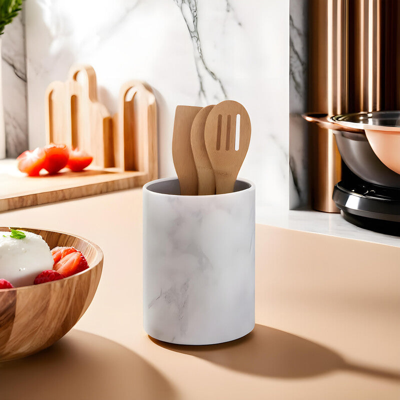 Easton White Marble Effect Utensil Holder