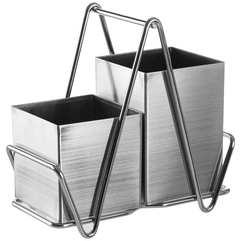 Stainless Steel 2 Compartment Silver Cutlery Caddy