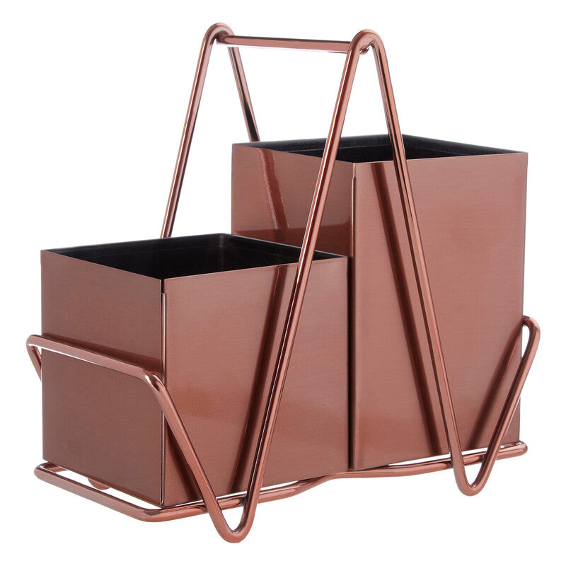 2 Compartment Rose Gold Cutlery Caddy