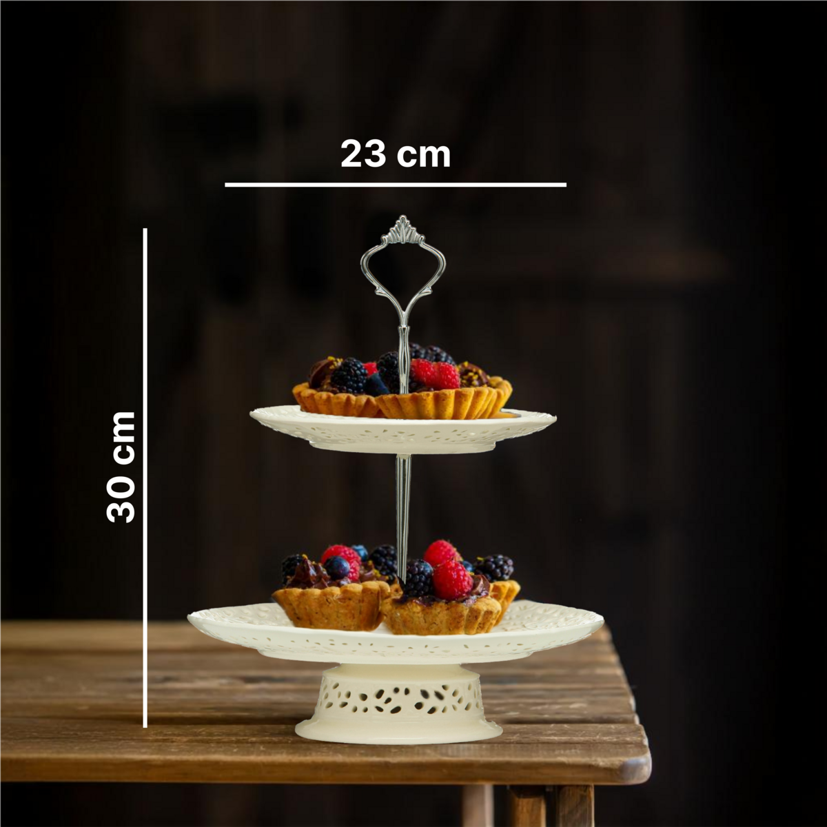 2 Tier Ceramic Lace Cake Plate