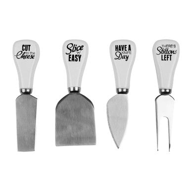 Pun And Games Set Of 4 Cheese Knives
