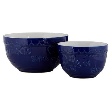 Gigi Set Of Two Blue And White Mixing Bowls