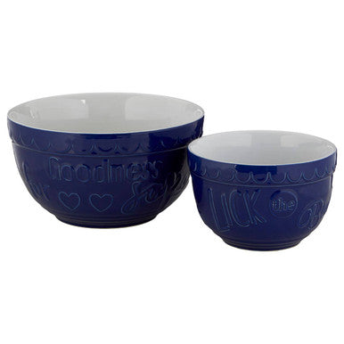Gigi Set Of Two Blue And White Mixing Bowls