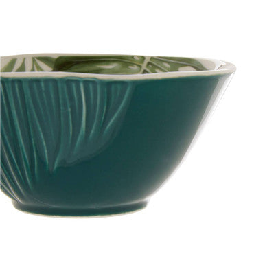 Bali Dark Green Small Salad Bowl with Leaf Design