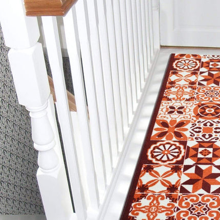 Red Stair Runner / Kitchen Mat - Tiles (Custom Sizes Available)-Bargainia.com