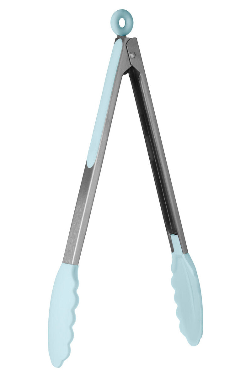 Zing Light Blue Silicone And Stainless Steel Tongs