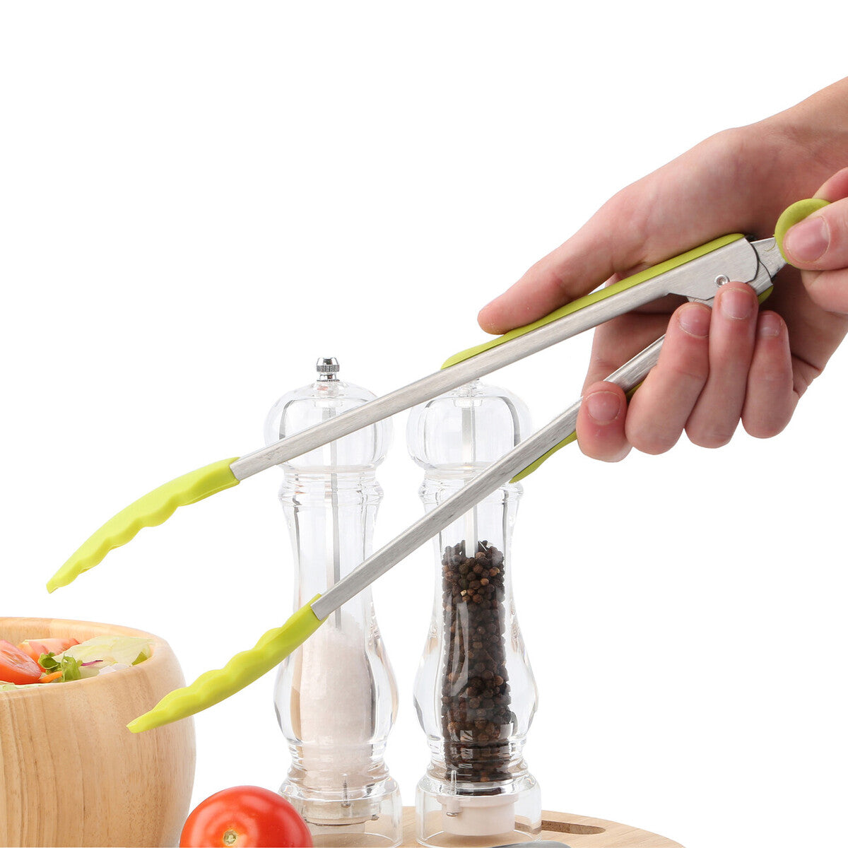 Zing Lime Green Silicone And Stainless Steel Tongs