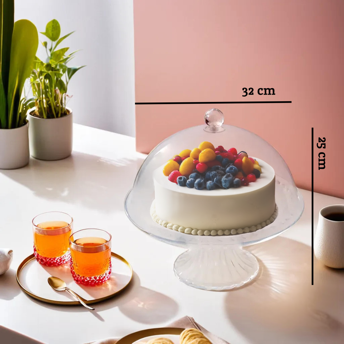 Faye Clear Acrylic Cake Stand With Dome Lid