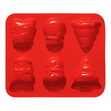 Red 6 Christmas Theme Silicone Cake Mould