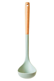 Nova Sage Green Silicone Head Ladle With Round Wood Handle