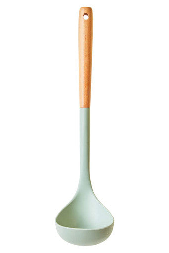 Nova Sage Green Silicone Head Ladle With Round Wood Handle