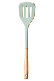 Nova Sage Green Silicone Slotted Turner With Wood Handle